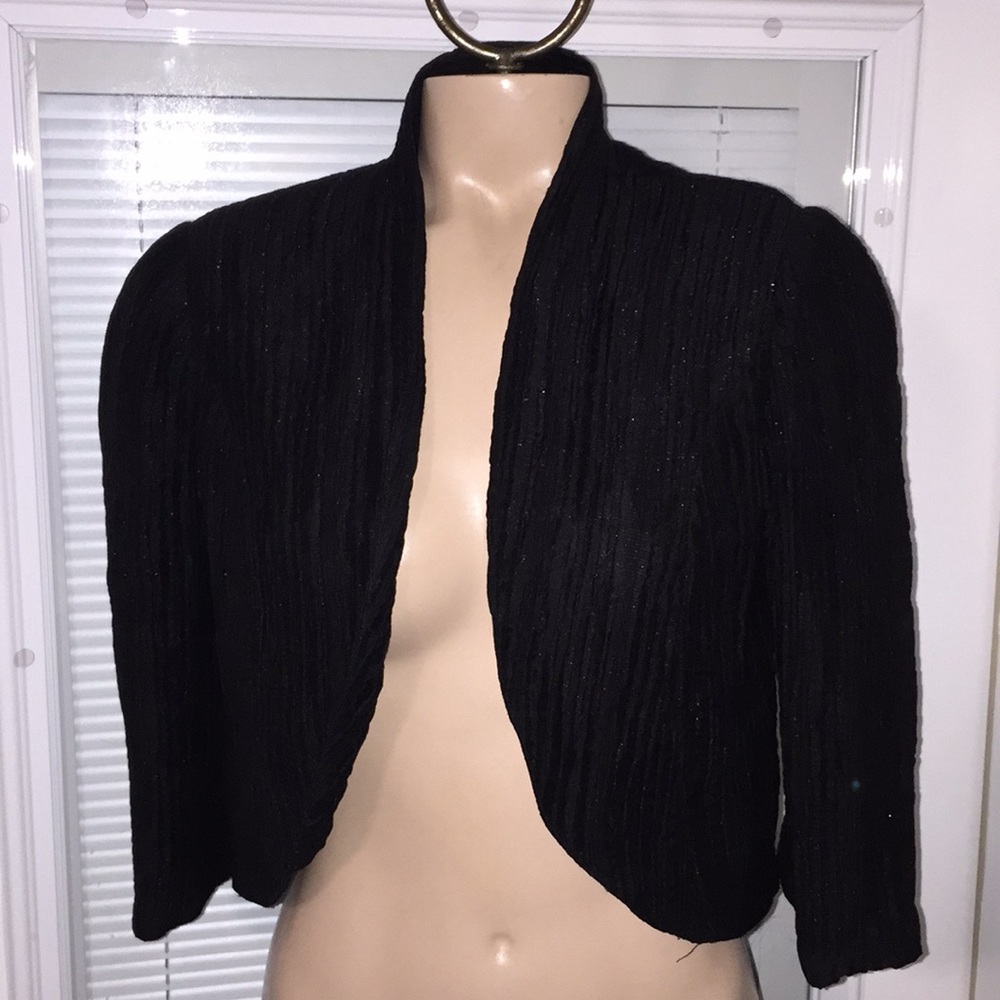 Cassini cropped Bolero jacket shrug metallic black